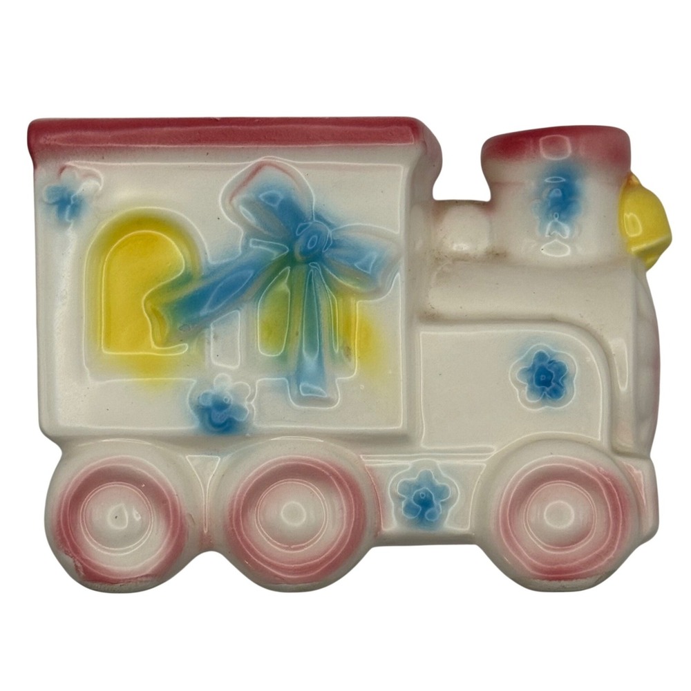 Vtg MCM ARDCO Japan Ceramic Train Planter Pastel Kitsch Baby Nursery Decor 1950s